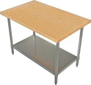 Tarrison - 36" x 30" Butcher Block Top Work Table with Galvanized Undershelf - HTS-3036G