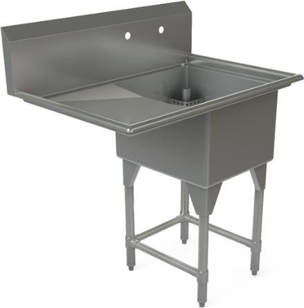 Tarrison - 39" 16 Gauge Stainless Steel Sink with One Compartment & Left Drain Board - CDS1-18L-16