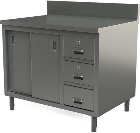 Tarrison - 42" x 24" Servery Work Table with Drawers, Sliding Doors & Backsplash - C2442BD