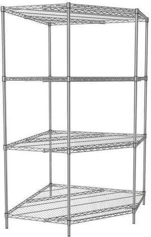 Tarrison - 42" x 24" x 74" 4-Tier Wire Corner Starter Shelving Unit with PolySeal Clear Epoxy Finish - 524427Z