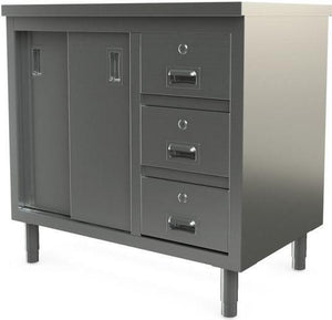 Tarrison - 48" x 30" Servery Corner Work Table with Drawers & Sliding Doors - C3048D