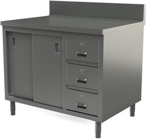Tarrison - 48" x 30" Servery Work Table with Drawers, Sliding Doors & Backsplash - C3048BD