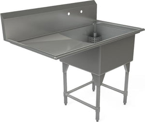 Tarrison - 51" 16 Gauge Stainless Steel Sink with One Compartment & Left Drain Board - CDS1-24L-16