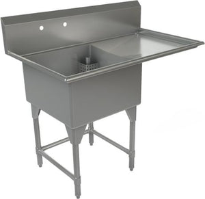 Tarrison - 51" 16 Gauge Stainless Steel Sink with One Compartment & Right Drain Board - CDS1-24R-16