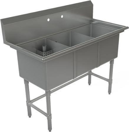 Tarrison - 51" 16 Gauge Stainless Steel Sink with Three Compartments - CDS3-15-16
