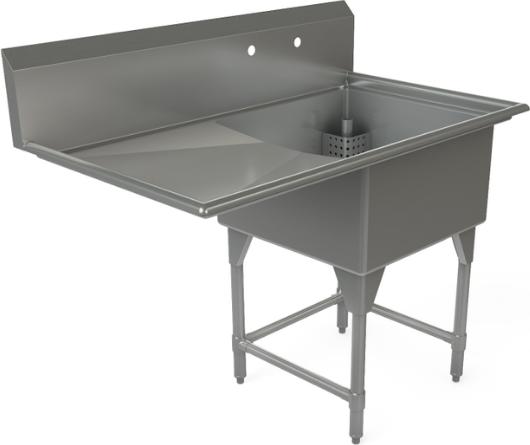 Tarrison - 51" 18 Gauge Stainless Steel Sink with One Compartment & Left Drain Board - CDS1-24L
