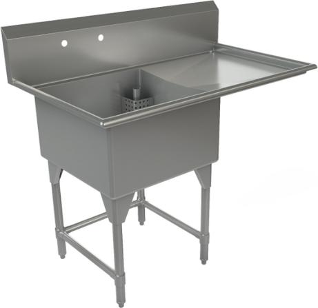 Tarrison - 51" 18 Gauge Stainless Steel Sink with One Compartment & Right Drain Board - CDS1-24R