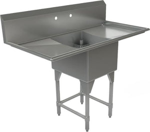 Tarrison - 54" 16 Gauge Stainless Steel Sink with One Compartment & Left & Right Drain Boards - CDS1-18LR-16