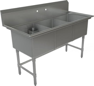 Tarrison - 60" 16 Gauge Stainless Steel Sink with Three Compartments - CDS3-18-16
