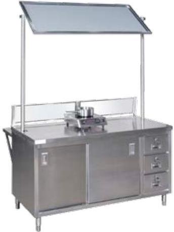 Tarrison - 60" Cabinet Base Demo Table with Overhead Mirror & 3 Drawers - DTCB3060D