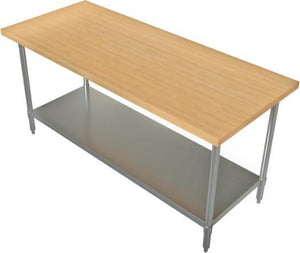 Tarrison - 60" x 24" Butcher Block Top Work Table with Galvanized Undershelf - HTS-2460G