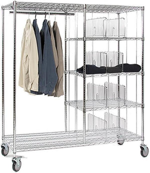 Tarrison - 60" x 24" x 69" Apparel Cart with 12 Compartments & 30" Hanging Bar - AC2460-12C