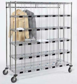 Tarrison - 60" x 24" x 69" Apparel Cart with 35 Compartments & 60" Hanging Bar - AC2460-35C