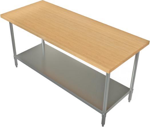 Tarrison - 60" x 30" Butcher Block Top Work Table with Galvanized Undershelf - HTS-3060G