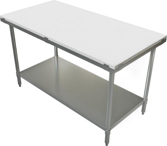 Tarrison - 60" x 30" x 35" Poly Top Work Table with Undershelf - PTS3060