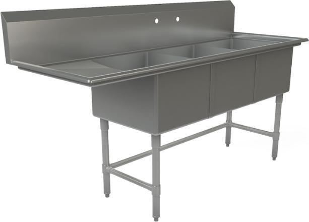 Tarrison - 75" Sink with 3 Compartments & Left Drainboard - PS3-18L