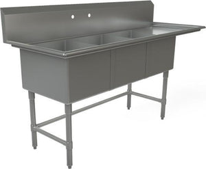 Tarrison - 75" Sink with 3 Compartments & Right Drainboard - PS3-18R