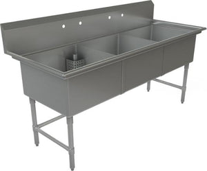 Tarrison - 78" 16 Gauge Stainless Steel Sink with Three Compartments - CDS3-24-16