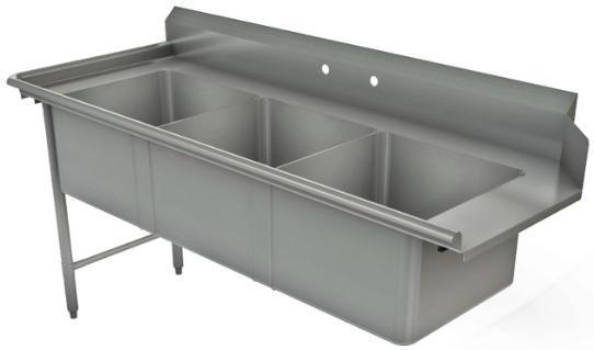 Tarrison - 84" Left-To-Right Soiled Dishtable with Three Compartments - SPDT-3-84L