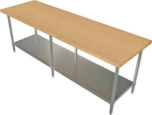 Tarrison - 84" x 24" Butcher Block Top Work Table with Galvanized Undershelf - HTS-2484G