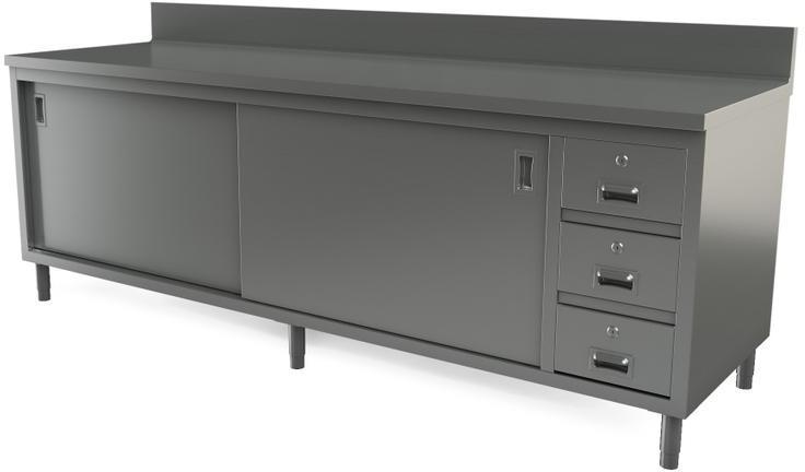 Tarrison - 84" x 24" Servery Work Table with Drawers, Sliding Doors & Backsplash - C2484BD