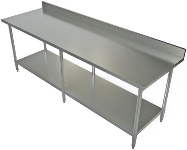 Tarrison - 84" x 24" Work Table with Stainless Steel Undershelf & 4" Backsplash - SWT4B-2484