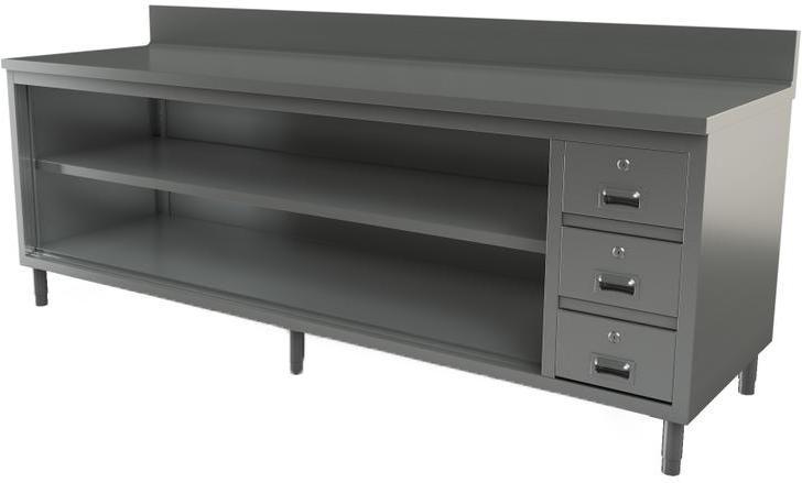 Tarrison - 84" x 30" Servery Work Table with Three Drawers & Backsplash - CO3084BD
