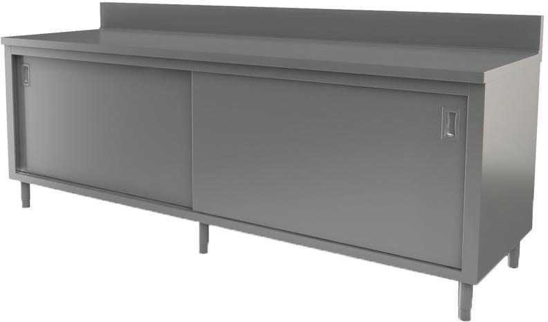 Tarrison - 96" x 24" Servery Work Table with Sliding Doors & Backsplash - C2496B