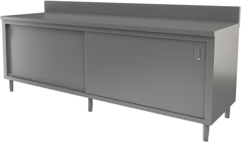 Tarrison - 96" x 30" Servery Work Table with Sliding Doors & Backsplash - C3096B