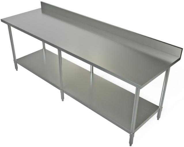 Tarrison - 96" x 30" Work Table with Galvanized Steel Undershelf & 4" Backsplash - WT4BS-3096