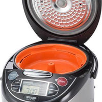 Tiger - 10 Cup Black Microcomputer Rice Cooker & Warmer with Tacook Plate - JAX-T18U