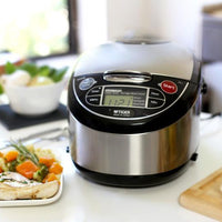 Tiger - 10 Cup Black Microcomputer Rice Cooker & Warmer with Tacook Plate - JAX-T18U
