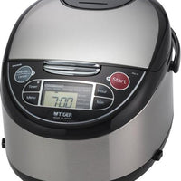 Tiger - 10 Cup Black Microcomputer Rice Cooker & Warmer with Tacook Plate - JAX-T18U