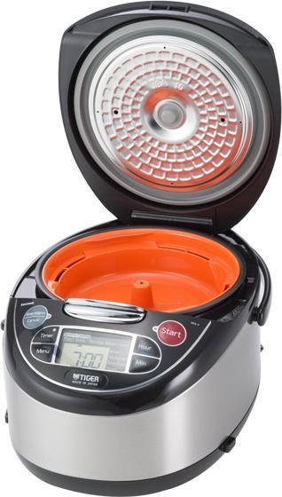 Tiger - 10 Cup Black Microcomputer Rice Cooker & Warmer with Tacook Plate - JAX-T8U