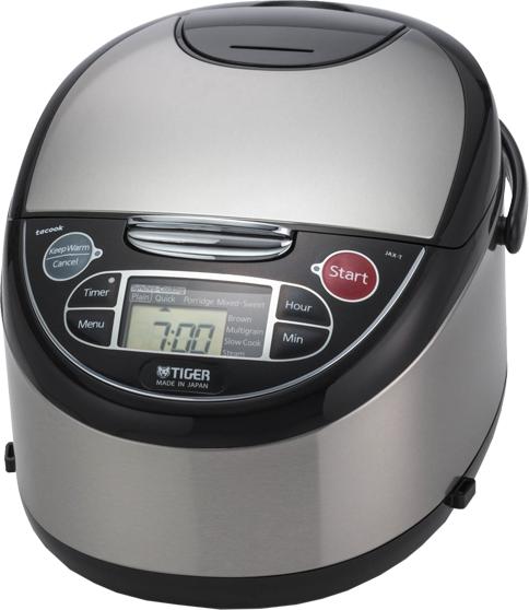 Tiger - 10 Cup Black Microcomputer Rice Cooker & Warmer with Tacook Plate - JAX-T8U
