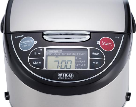 Tiger - 5.5 Cup Black Microcomputer Rice Cooker & Warmer with Tacook Plate - Tiger - JAX-T10U