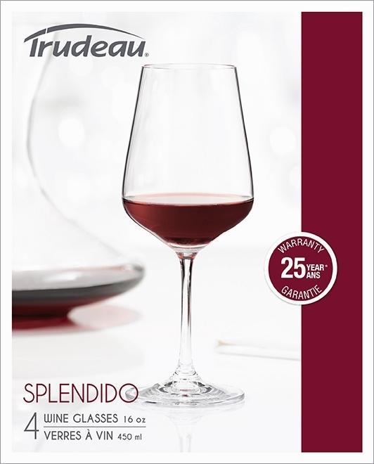 Trudeau - 16oz Splendido Red Wine Glasses, Pack of 4 - 4900831