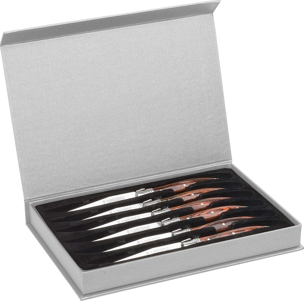 Trudeau - Pack of 6 Laguiole Pakka Wood Steak Knives - 0973046