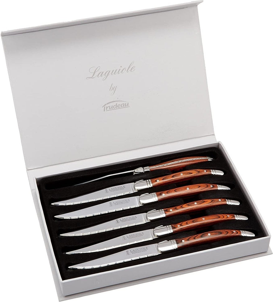 Trudeau - Pack of 6 Laguiole Pakka Wood Steak Knives - 0973046