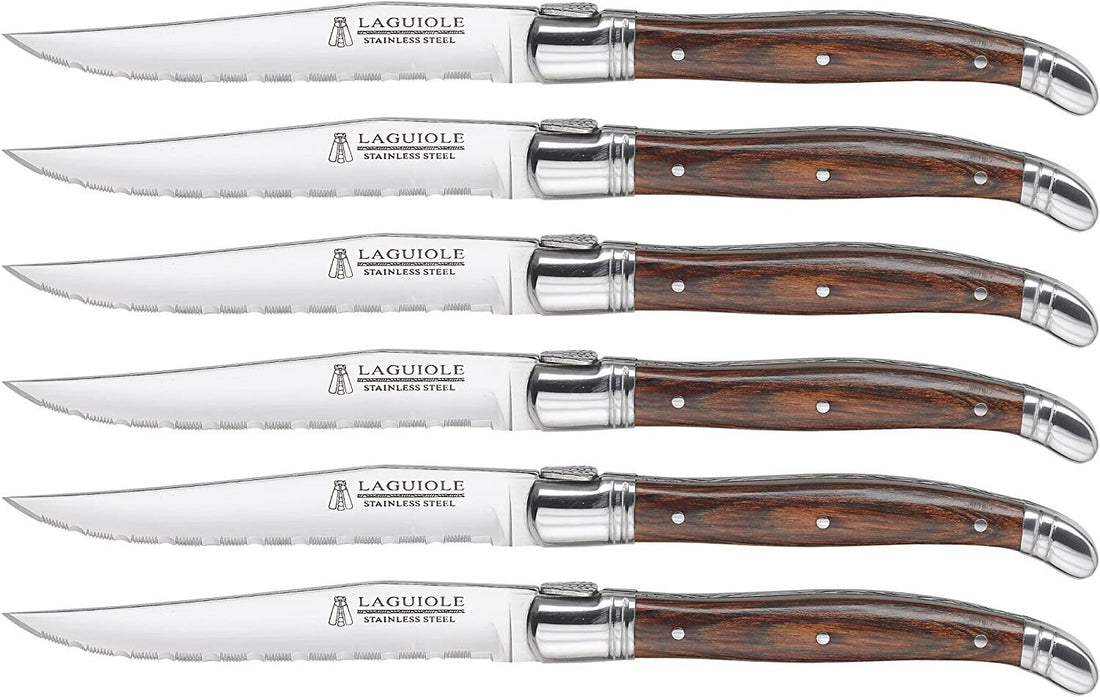 Trudeau - Pack of 6 Laguiole Pakka Wood Steak Knives - 0973046