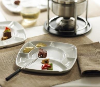 Trudeau - Round Square Plates with Eight Compartments, Pack of 4 - 082505