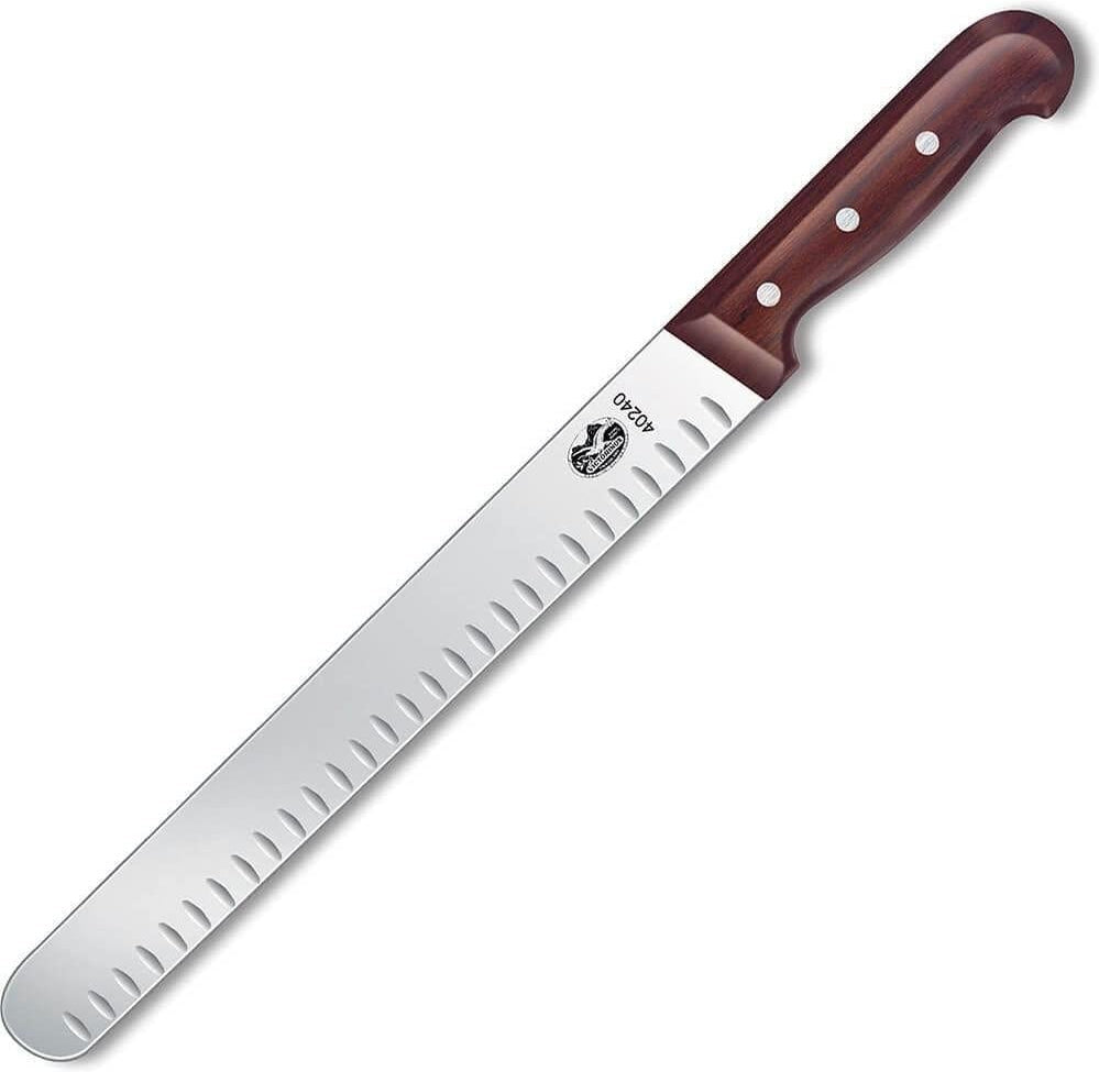 Victorinox - 12" Rosewood Straight Wide Granton Blade Slicing Knife - 7.6059.11