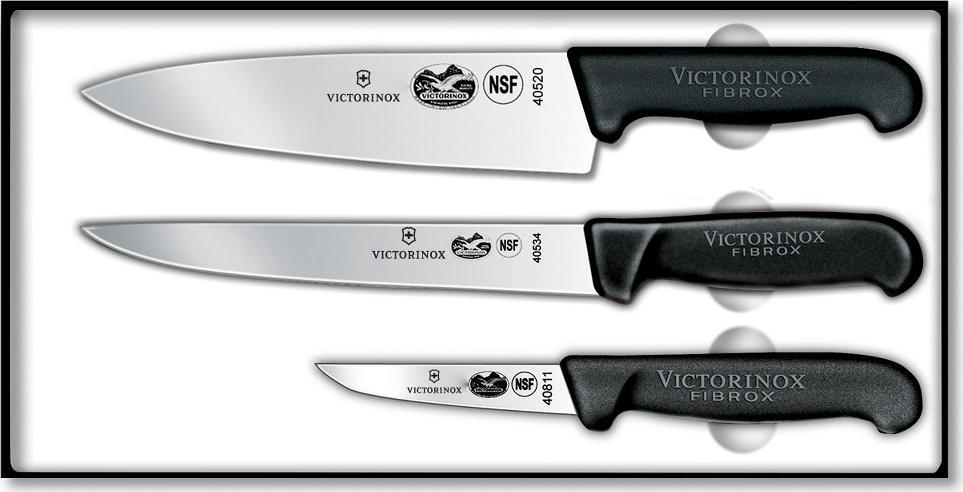 Victorinox - 3 Piece Fibrox Pro Chef's Set with 8" - 8" & 4" Knives - 5.1053.3-X3
