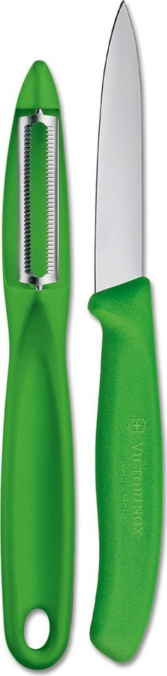 Victorinox - Green 2 Piece Swiss Classic Paring Knife & Serrated Peeler Set - 7.6075.7606.4US1