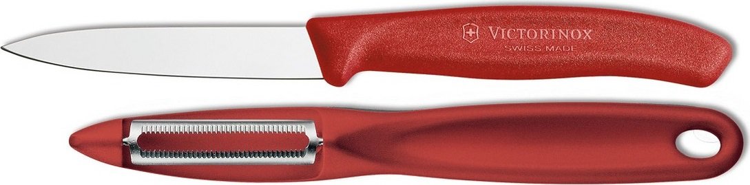 Victorinox - Red 2 Piece Swiss Classic Paring Knife & Serrated Peeler Set - 7.6075-X7